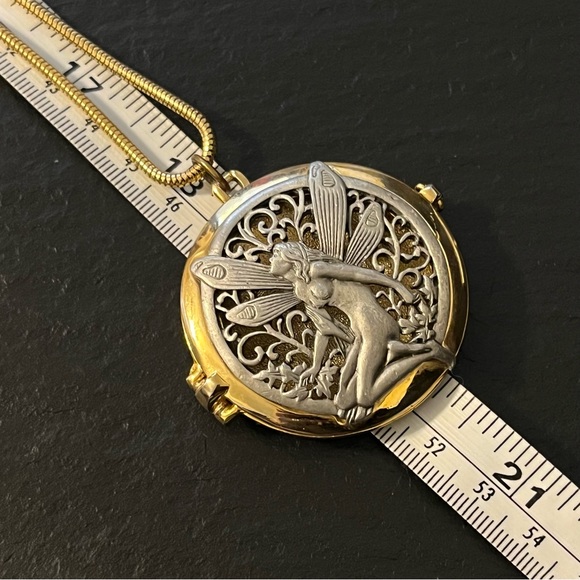 Vintage Rare JJ Jonette Jewelry Fairy Locket Necklace Signed - Picture 13 of 15